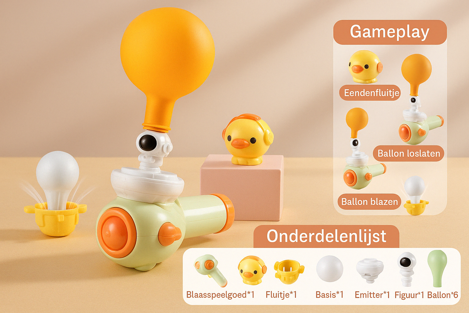 Adem- & Concentratiespeelgoed – Zwevende Bal Trainer met Blaaspijp