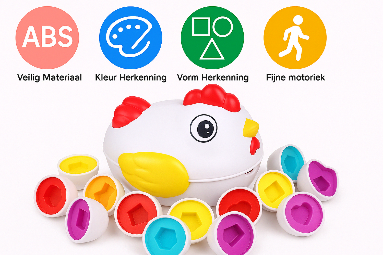 Educatieve Kip Vormenstoof – Kleurrijke Paaseieren met Vormen