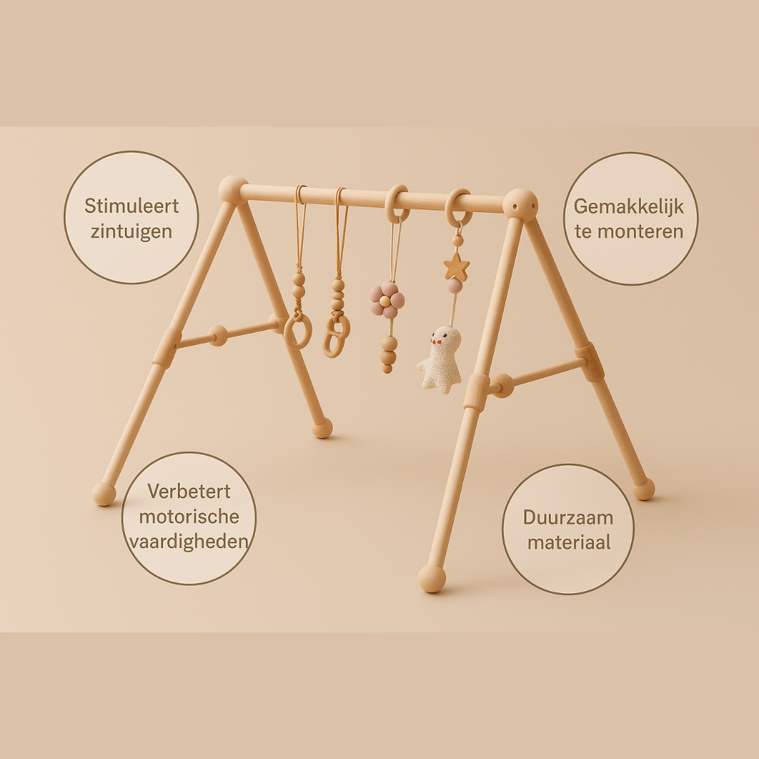 Slimme Kidz Houten Baby Speelgym - Zintuiglijke Stimulatie en Spelend Leren - Minimalistisch Ontwerp