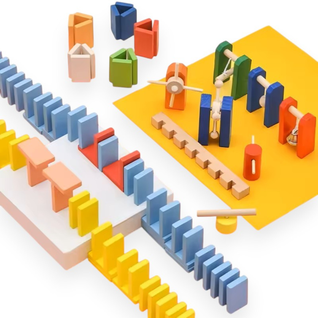 Houten Domino Reactieset – 100-delig Educatief Bouwspeelgoed