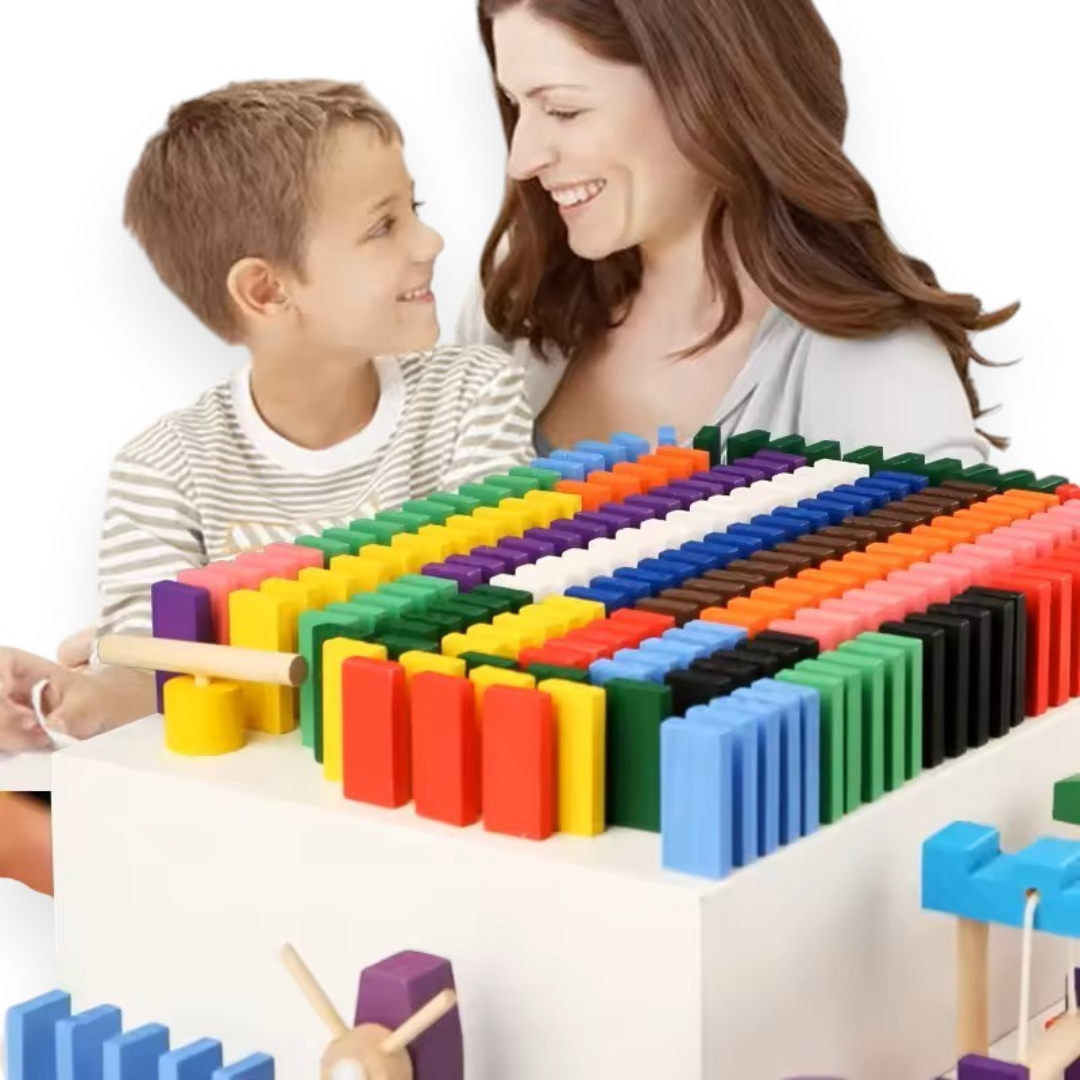 Houten Domino Reactieset – 100-delig Educatief Bouwspeelgoed
