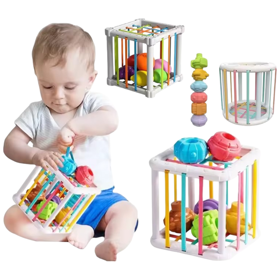 Sensorische Activiteitenkubus – Baby Trek & Duw Speelgoed met Vormen
