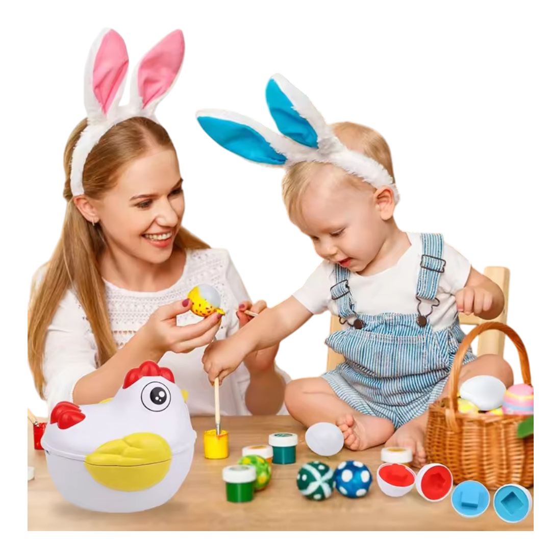 Educatieve Kip Vormenstoof – Kleurrijke Paaseieren met Vormen