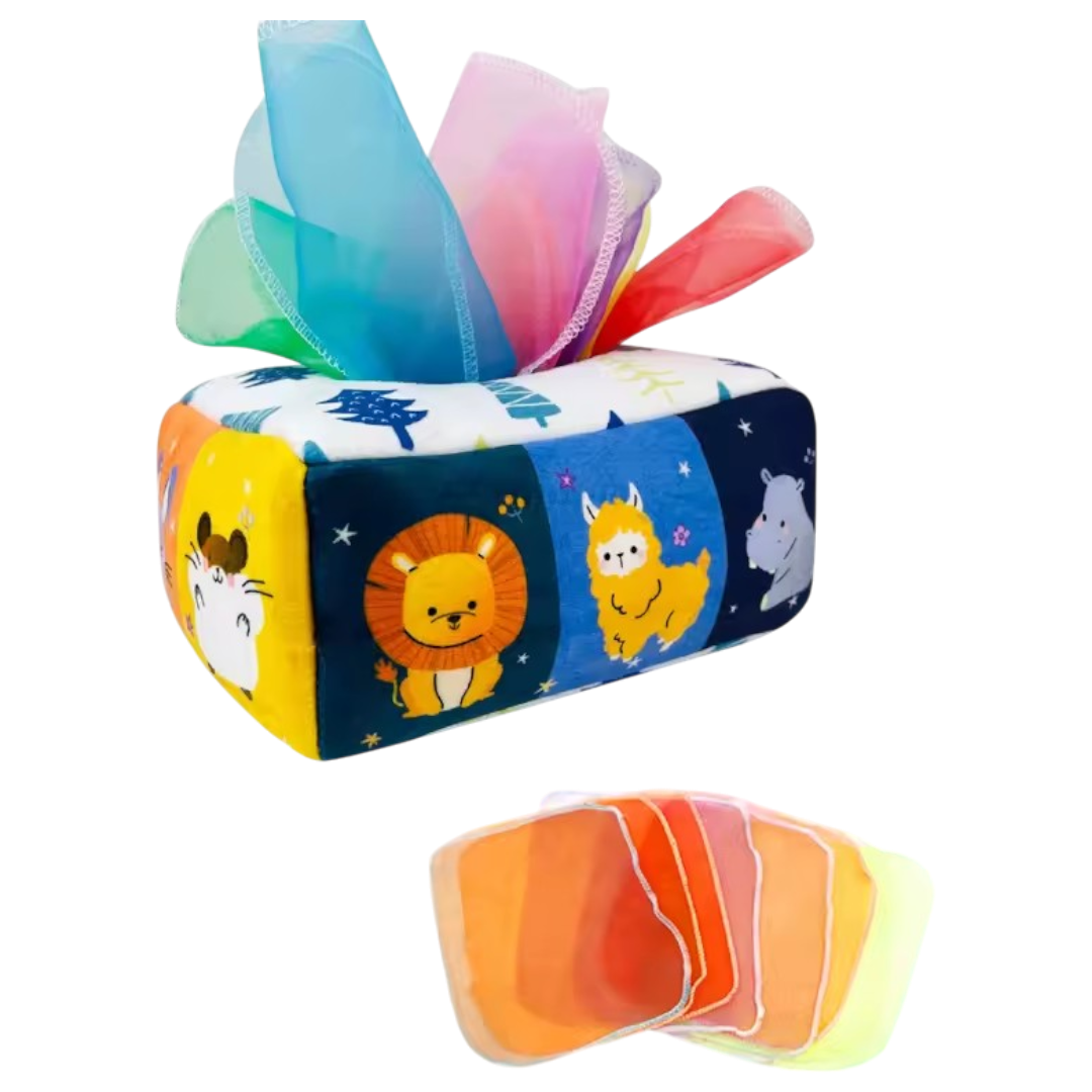 Sensorisch Tissuedoos Speelgoed – Kleurrijke Doeken & Vroege Leerkaarten