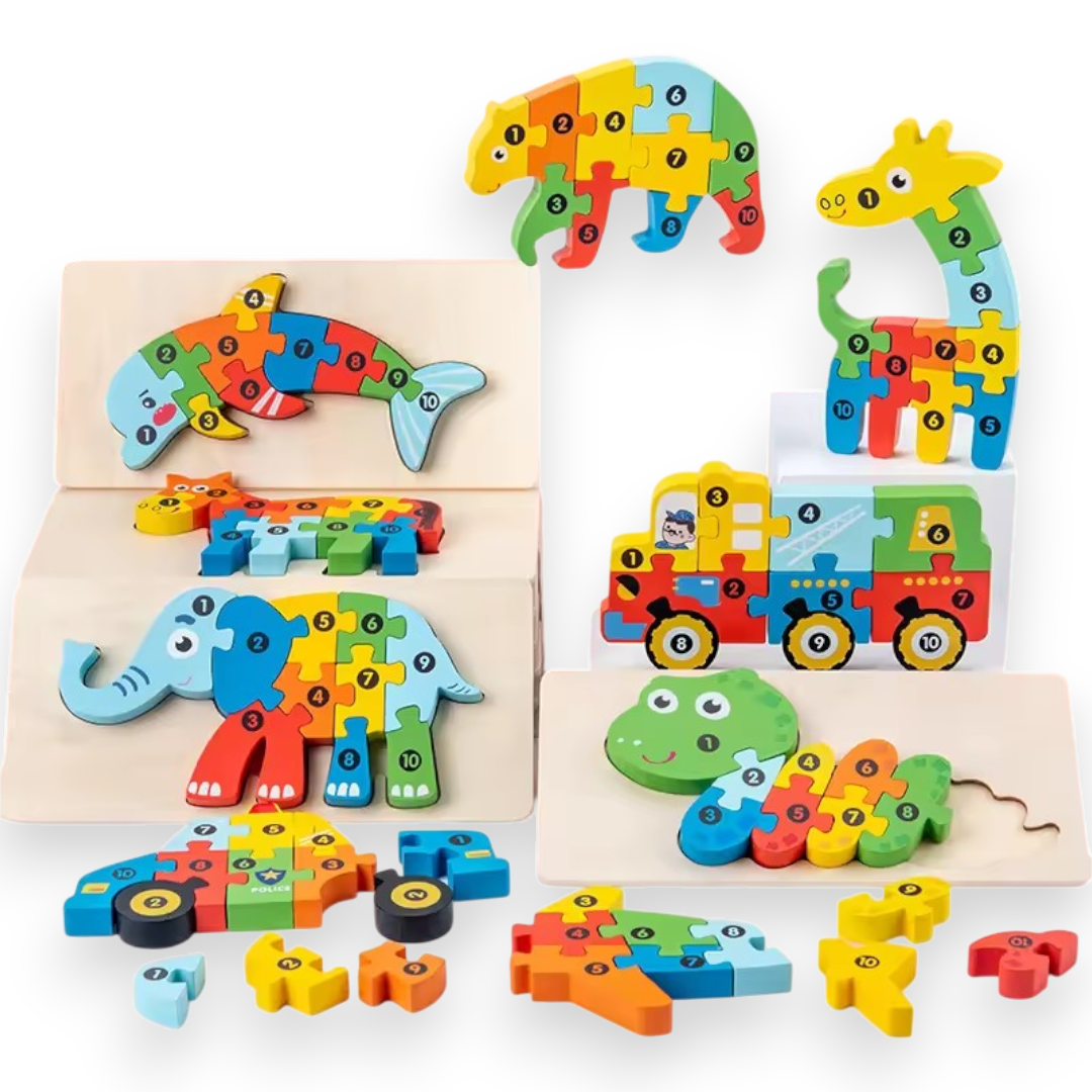 3D Montessori puzzel – Houten Educatief Spel 10-delig