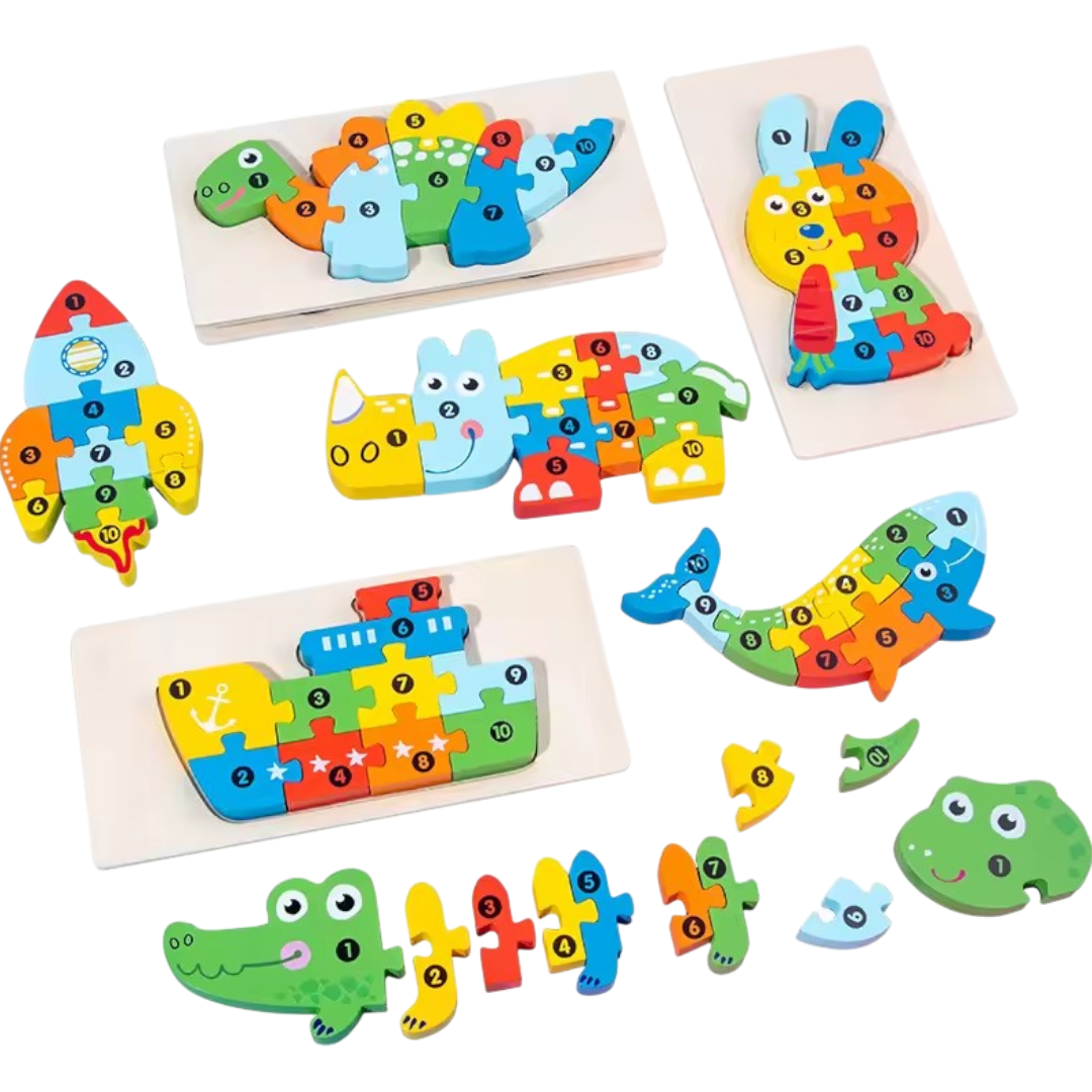 3D Montessori puzzel – Houten Educatief Spel 10-delig