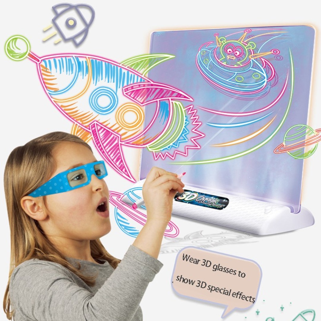 3D Fluorescerende Tekentafel – Lichtgevend Graffitibord voor Kinderen