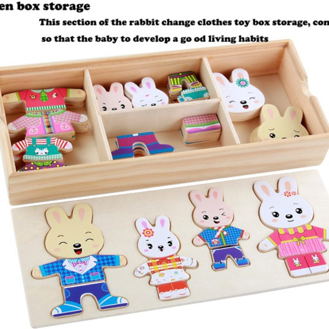 Kleine Beer Aankleedpuzzel – Houten Educatief Speelgoed voor Kinderen