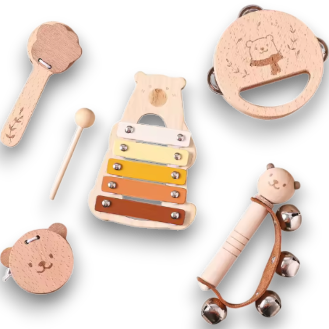 Montessori Houten Muziekinstrumentenset voor Baby’s
