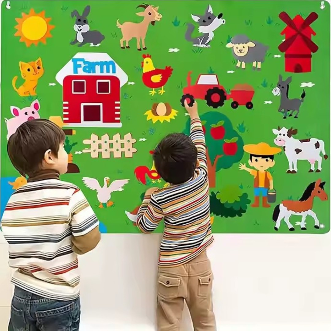 Felt Storyboard Speelset – Dieren & Thema’s Educatief Wandbord