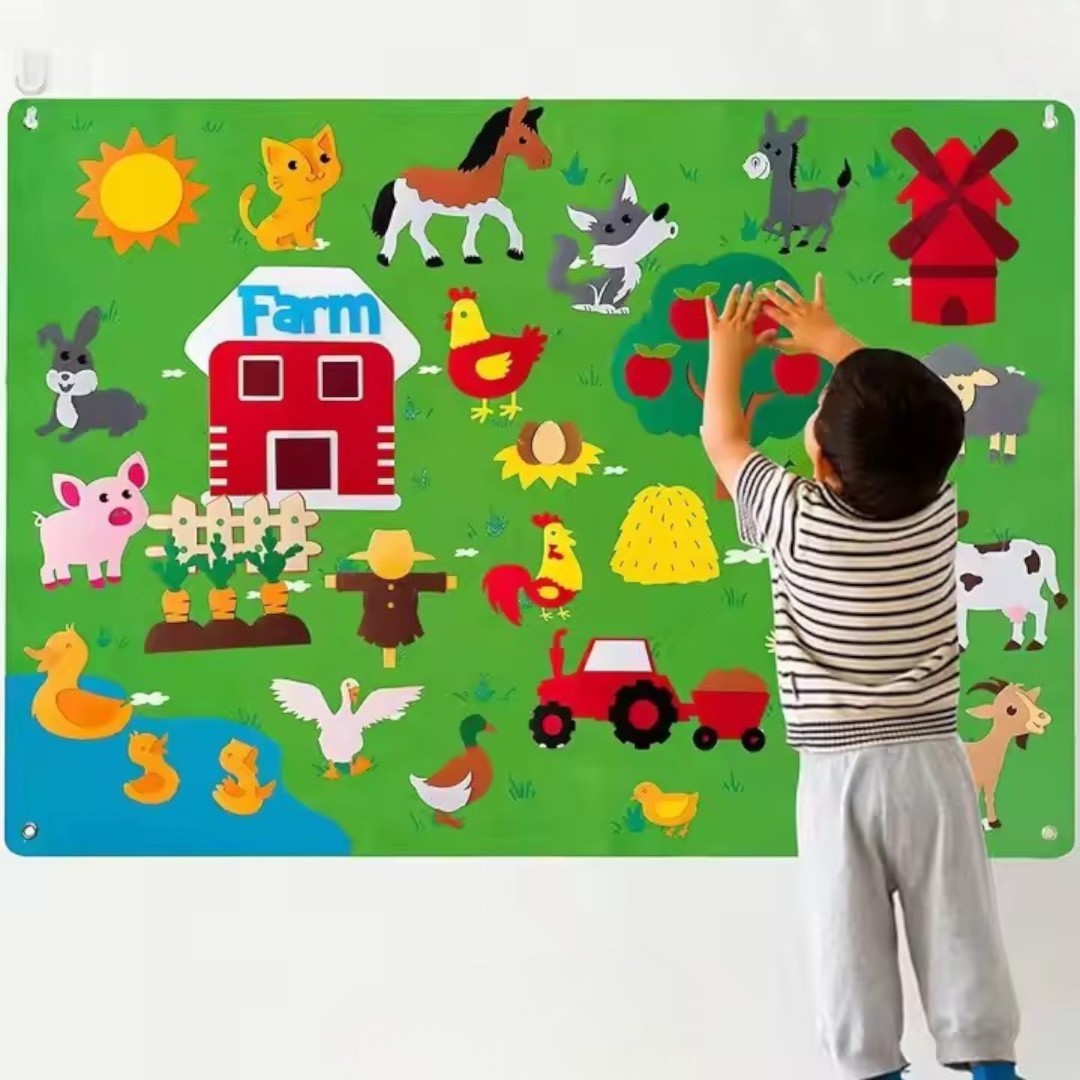 Felt Storyboard Speelset – Dieren & Thema’s Educatief Wandbord
