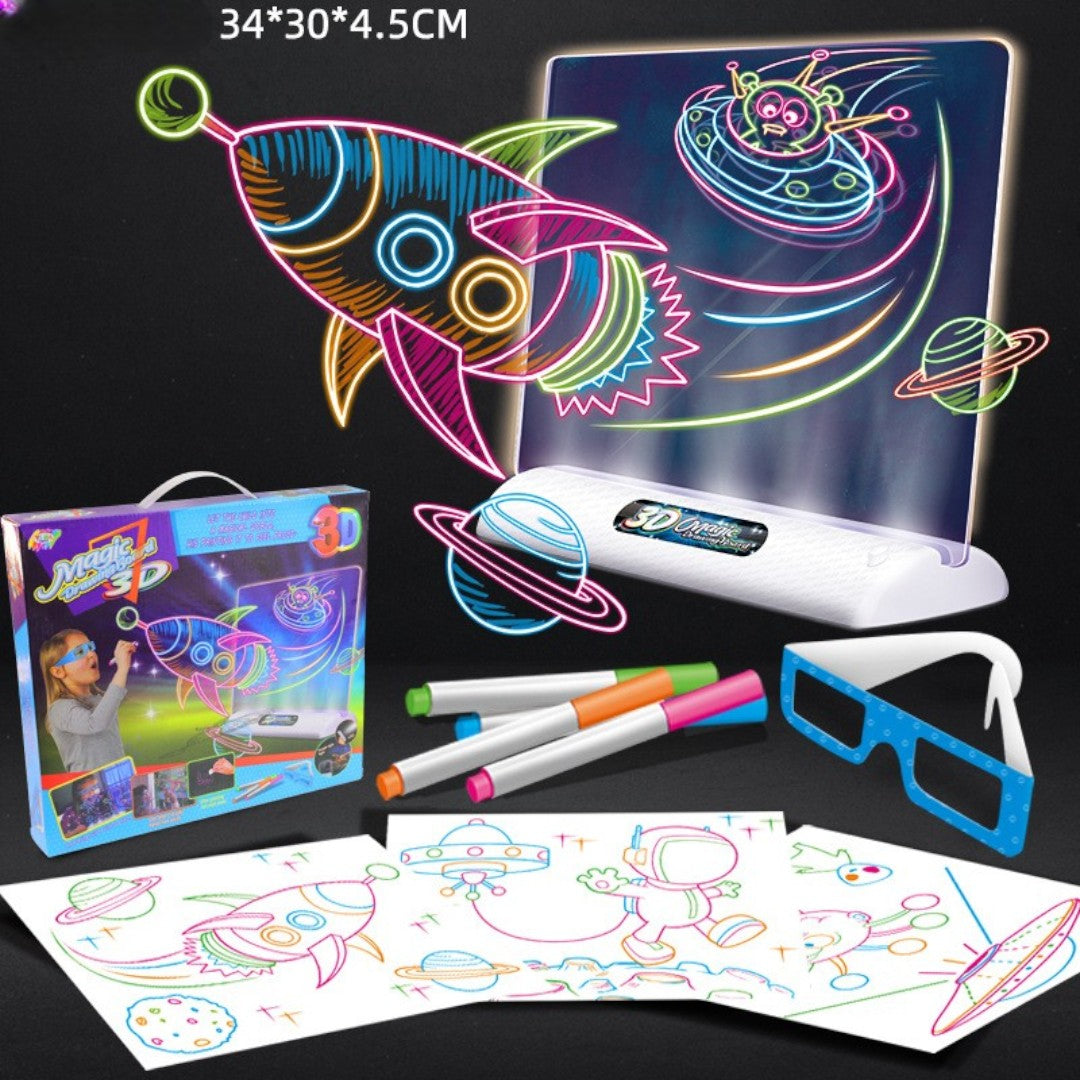 3D Fluorescerende Tekentafel – Lichtgevend Graffitibord voor Kinderen