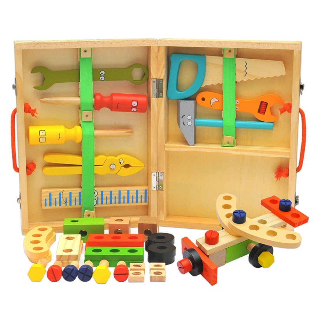 Montessori Houten Gereedschapskist – Educatief Fantasiespeelgoed voor Kinderen