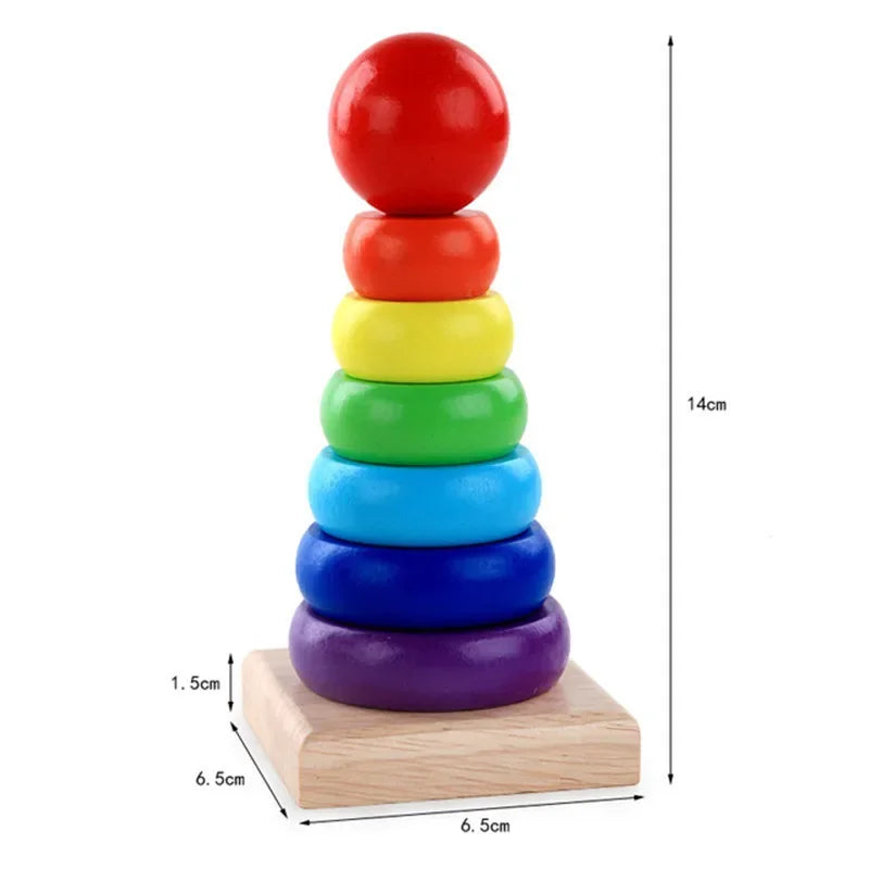 Rainbow Stacker™ – Kleurrijke Torenpret – Houten Satpeltoren