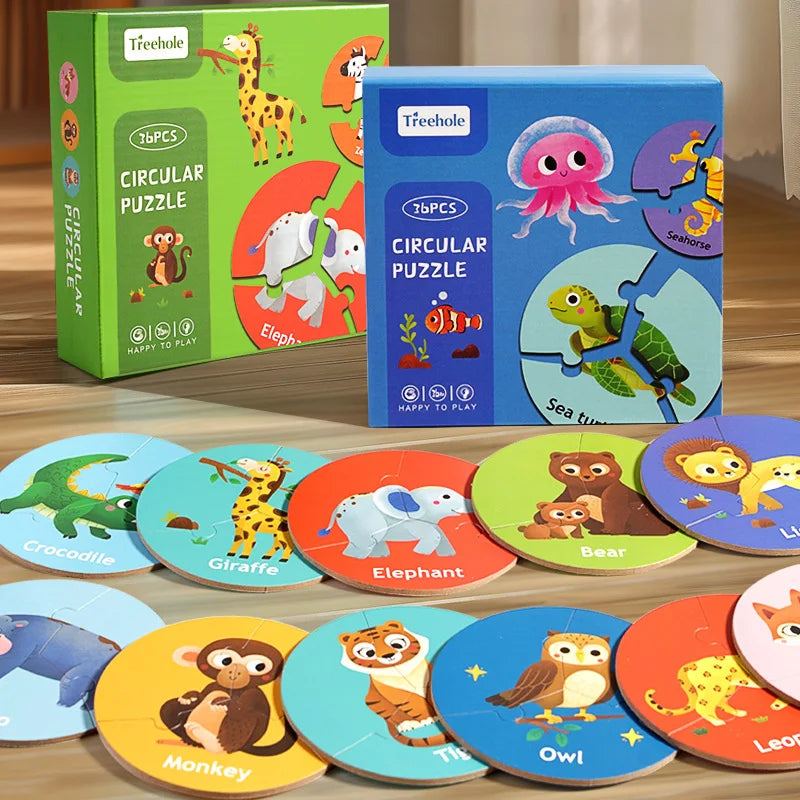 Dieren Match™ – Draai & Ontdek – 3-delige Puzzel