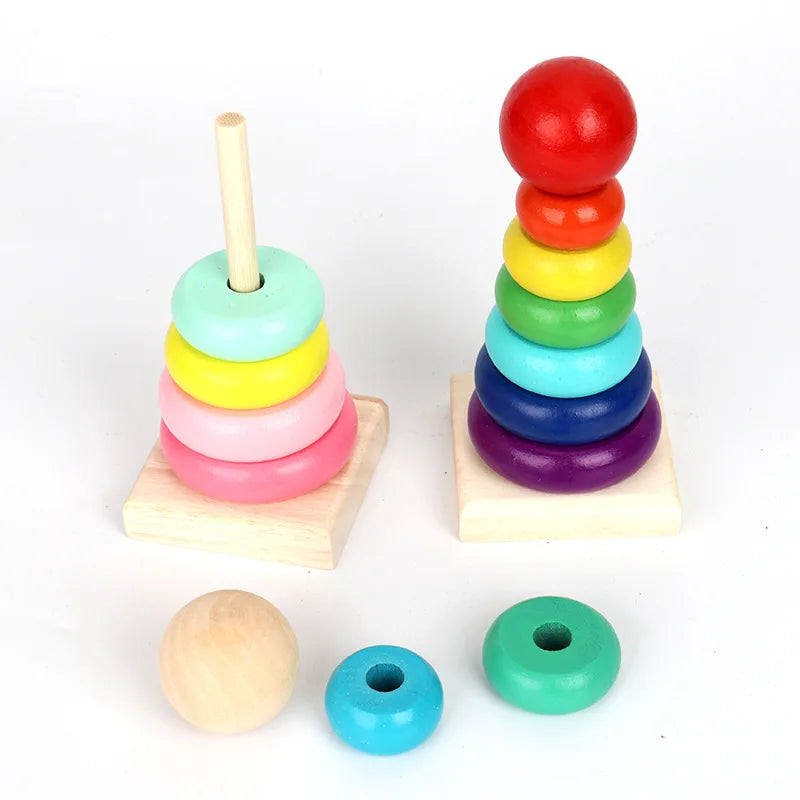 Rainbow Stacker™ – Kleurrijke Torenpret – Houten Satpeltoren